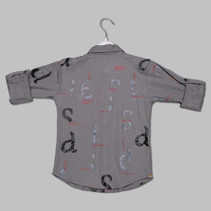 Solid Calligraphy Print Full Sleeves Shirt for Boys Back View