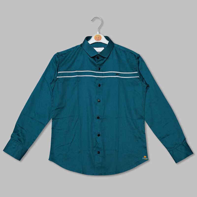 Solid Blue Gradient Full Sleeves Shirt for Boys Variant Front View