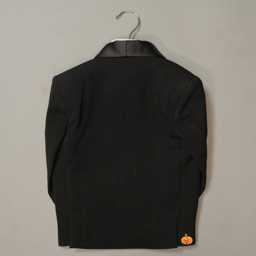 Black Party Wear Tuxedo for Boys with Bow Back View