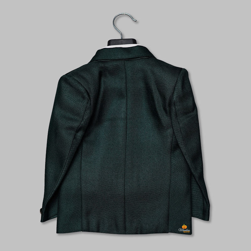 Dark Green Party Wear Boys Suit Back View