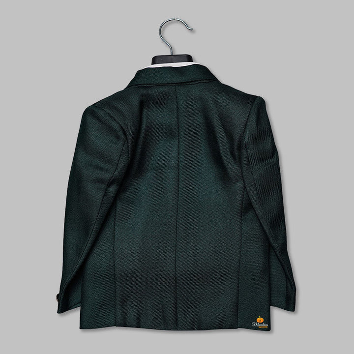 Dark Green Party Wear Boys Suit Back View