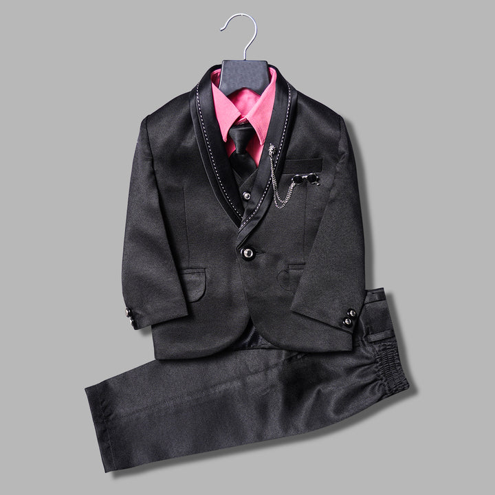 Black Party Wear Boys Suit Front View