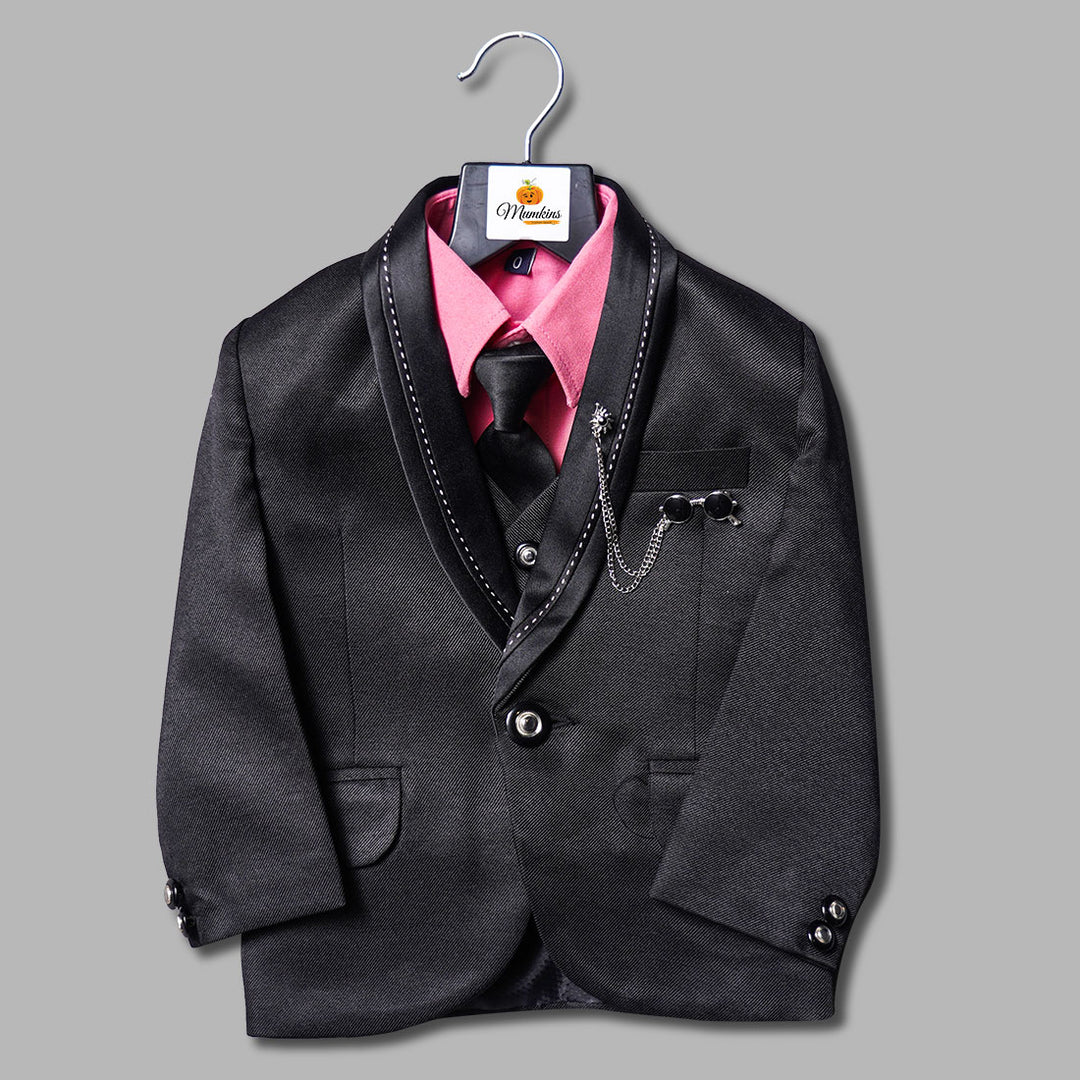 Black Party Wear Boys Suit Top View