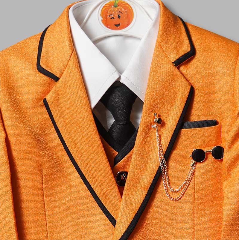 Golden & Rama Party Wear Boys Suit Close Up View
