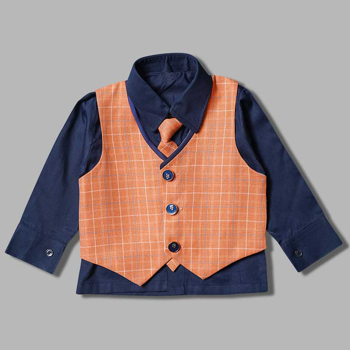 Peach & Yellow Party Wear Boys Suit Inner View