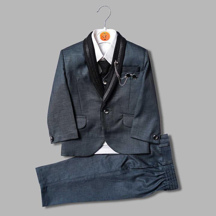 Dark Grey Party Wear Boys Suit Front View