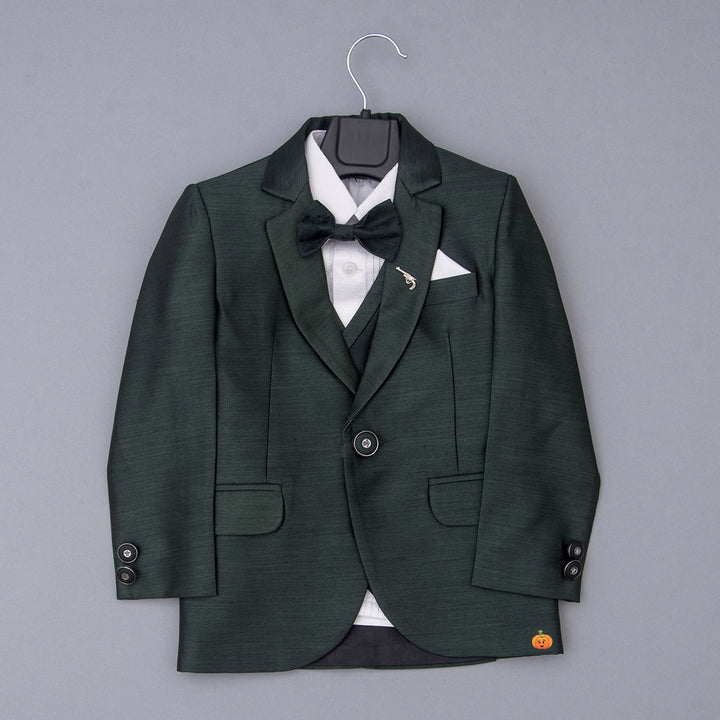 Dark Green Boys Suit with Bow Tie Top View