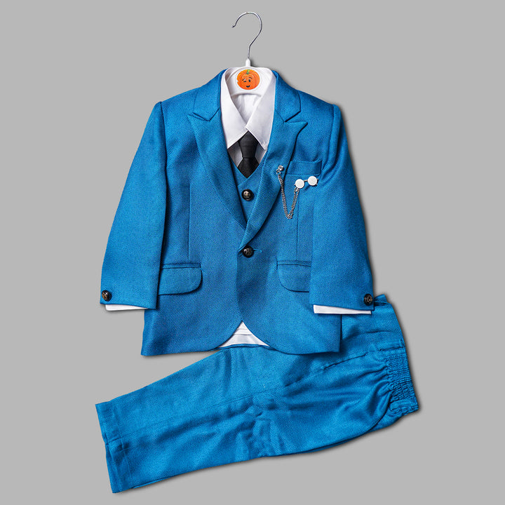 Party Wear Boys Suit with Waistcoat & Tie Front View