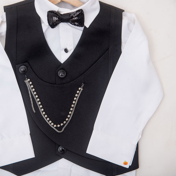 Maroon Zig Zag Patterns Boys Tuxedo Suit Inner View