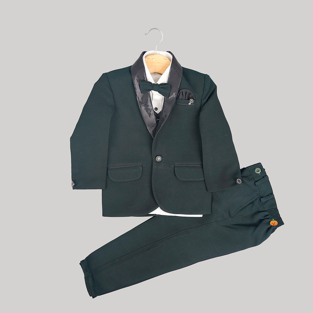 Solid Green Boys Tuxedo Suit Front View
