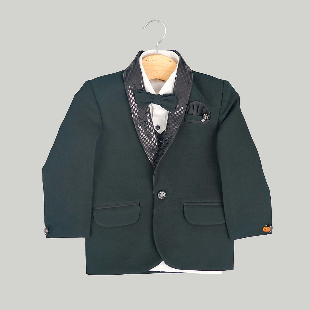 Solid Green Boys Tuxedo Suit Top View
