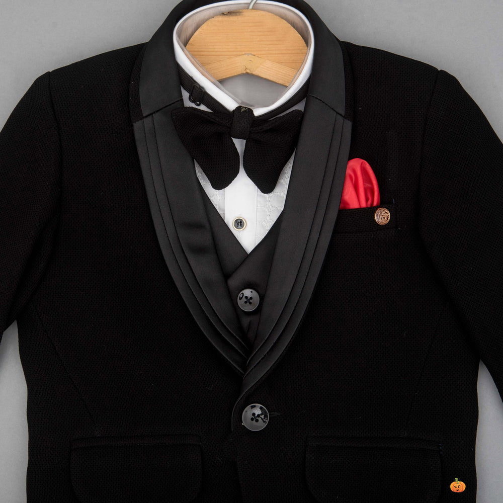 Black Boys Suit Front View Close Up View