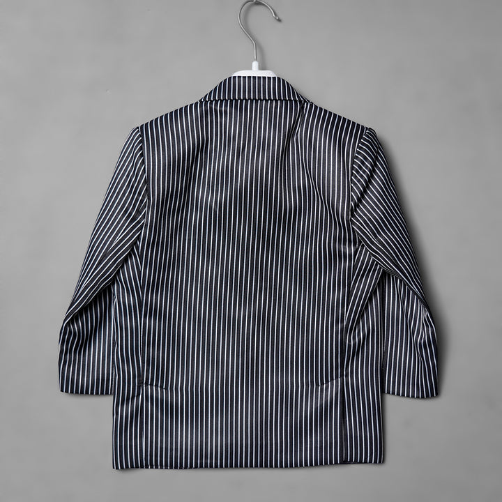 Striped Party Wear Boys Suit with Bow Tie Back View