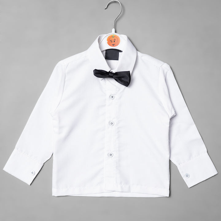 Striped Party Wear Boys Suit with Bow Tie Inner View