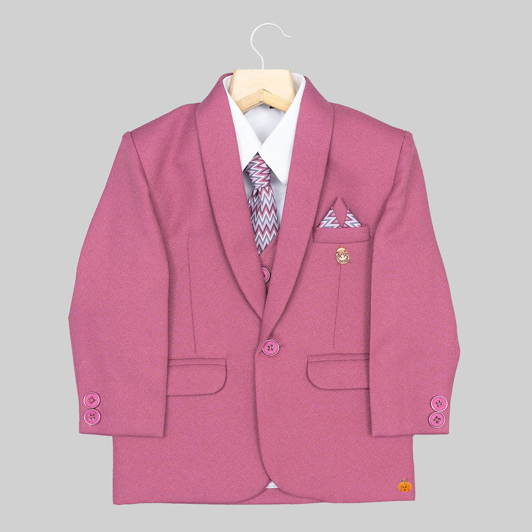 Onion Four Piece Solid Boys Suit Top View