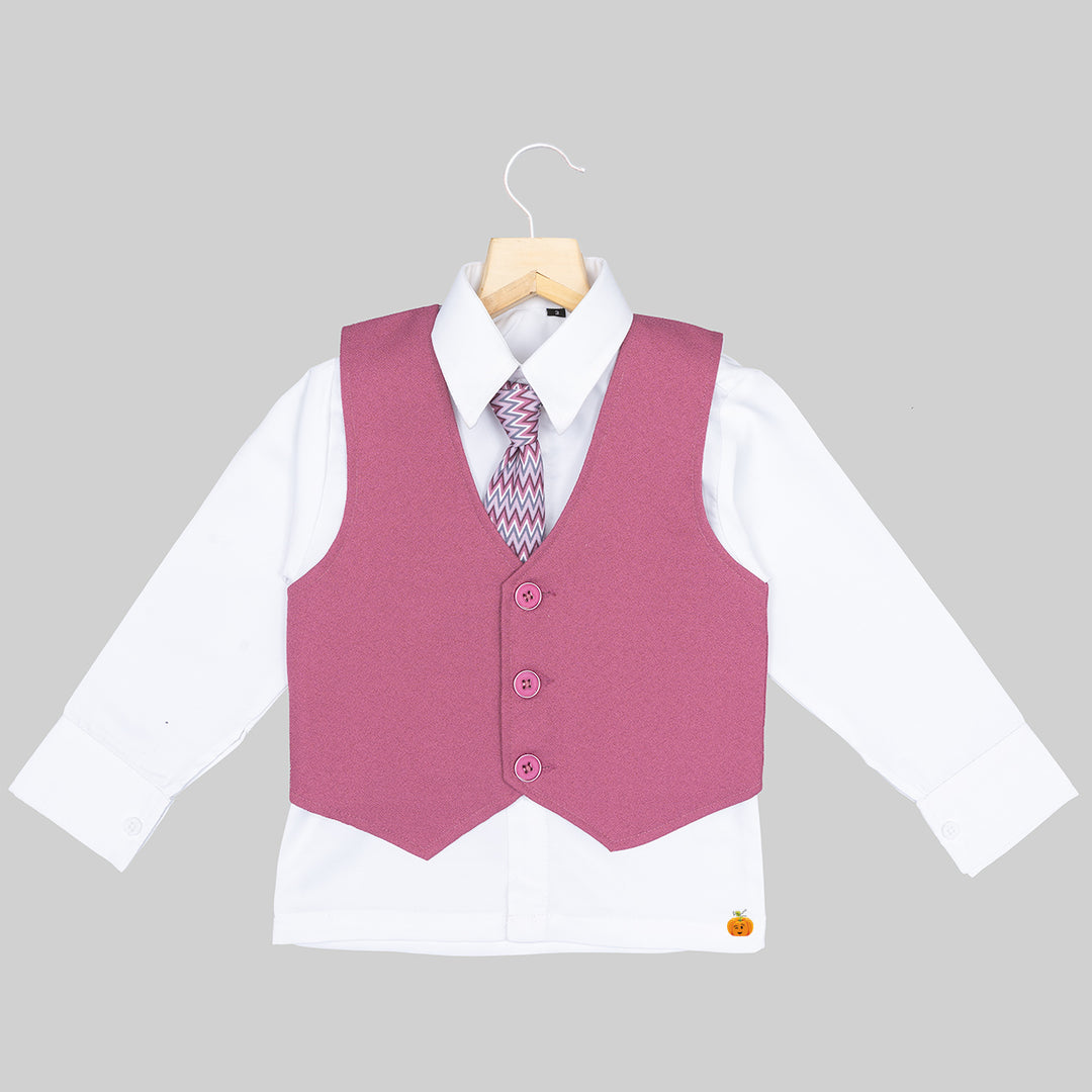 Onion Four Piece Solid Boys Suit Waistcoat View