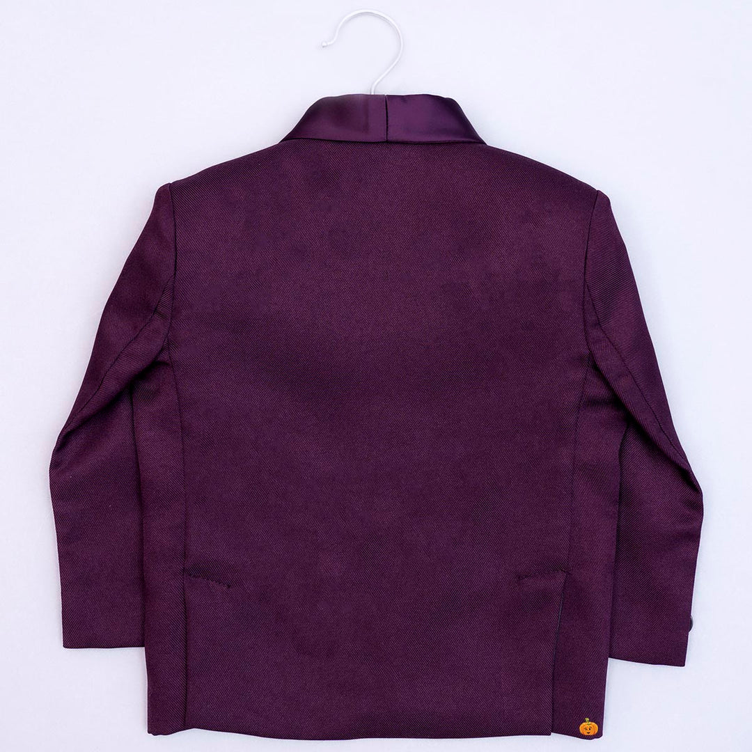 Wine Boys Tuxedo Suit with Tie Back View