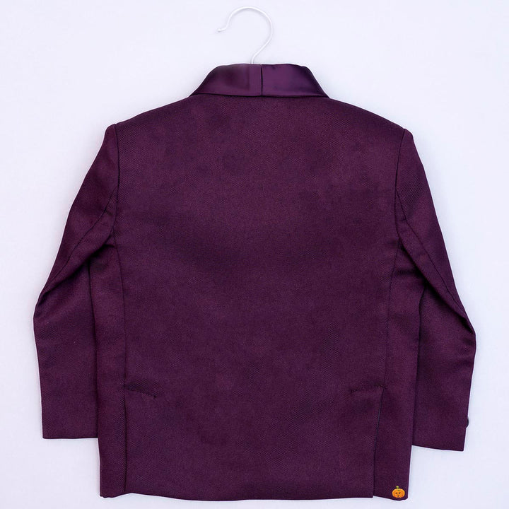 Wine Boys Tuxedo Suit with Tie Back View