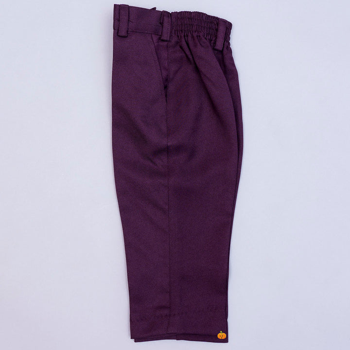 Wine Boys Tuxedo Suit with Tie Bottom View