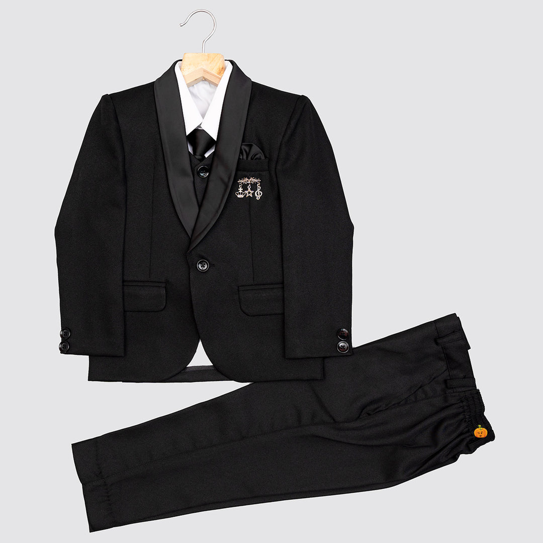 Black Tuxedo Suit for Boys Front View