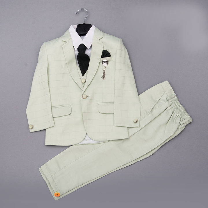 Checks Party Wear Boys Suit Front View