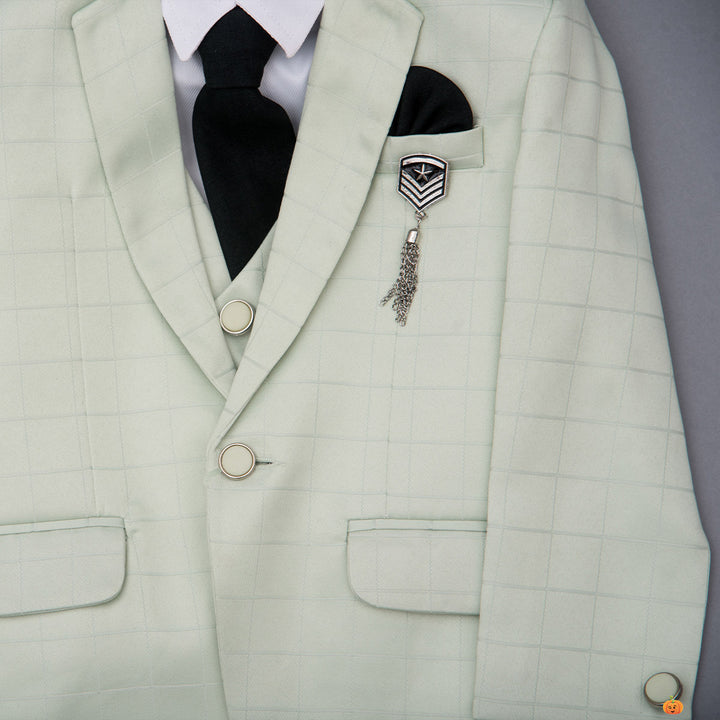 Checks Party Wear Boys Suit Close Up View