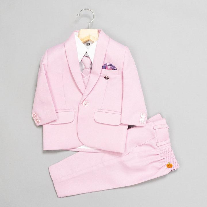 Pink Solid Boys Suit