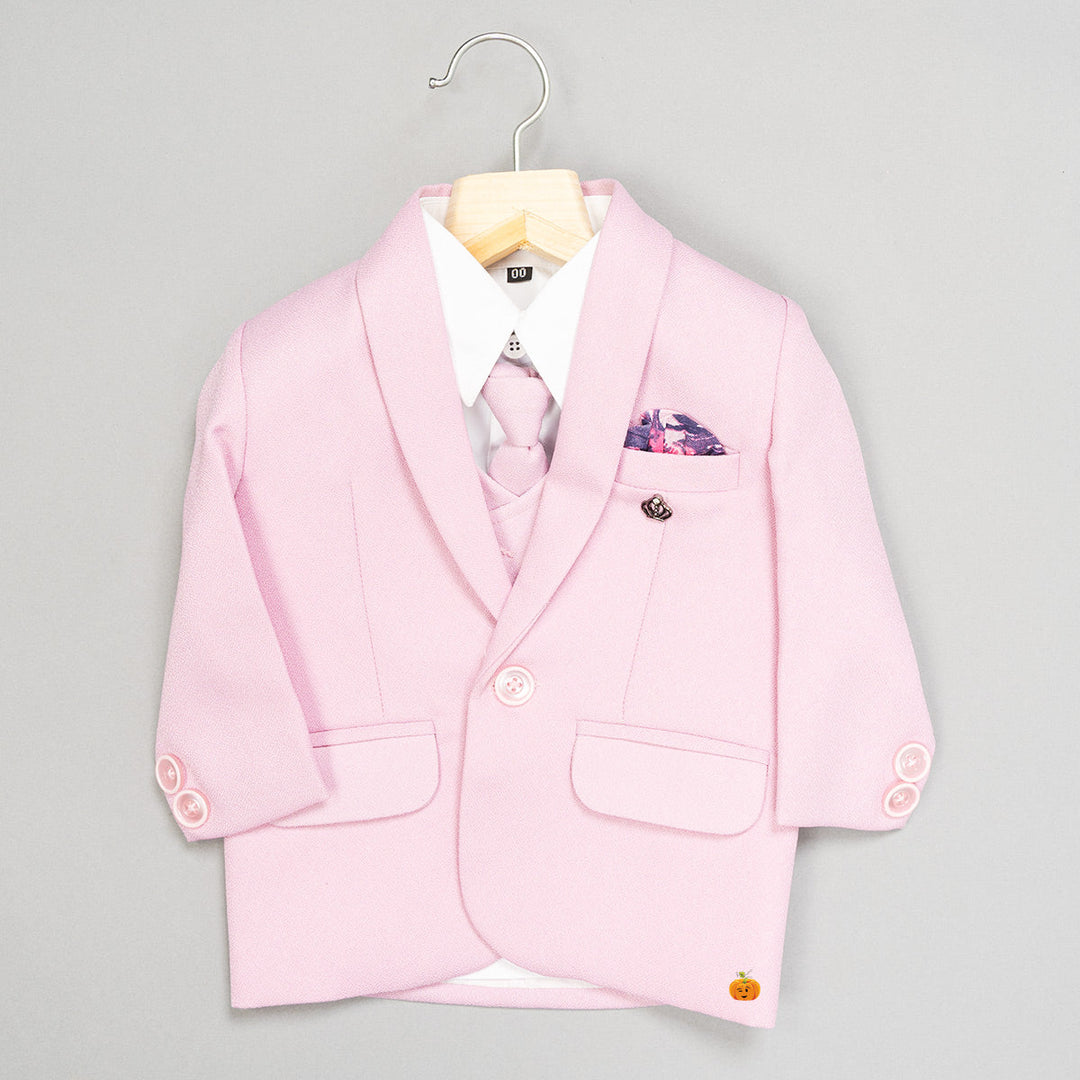 Pink Solid Boys Suit