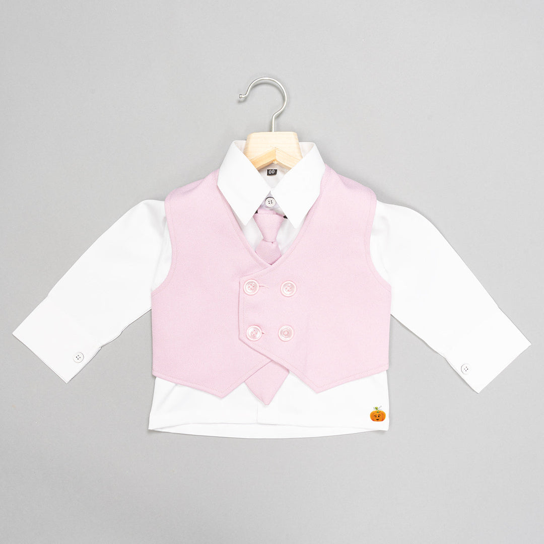 Pink Solid Boys Suit
