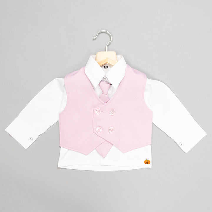 Pink Solid Boys Suit