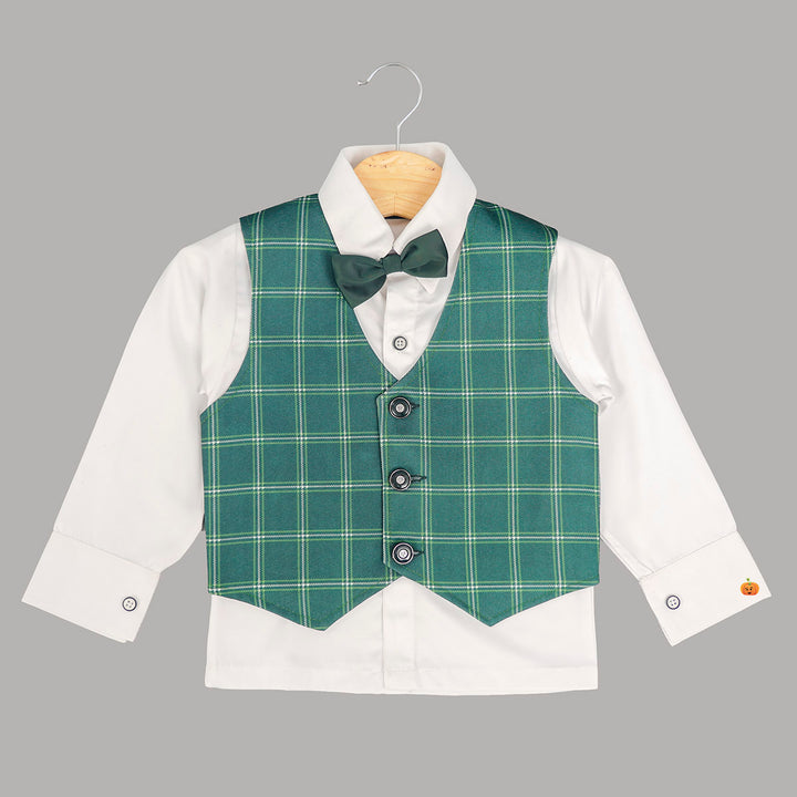 Green 4 Pc Boys Tuxedo Suit with Bow Tie Inner View