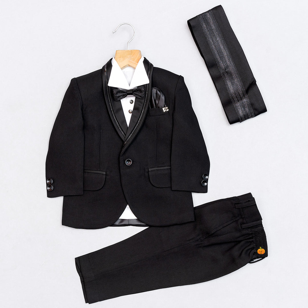Tuxedo Suit for Boys with Cummerbund Front View