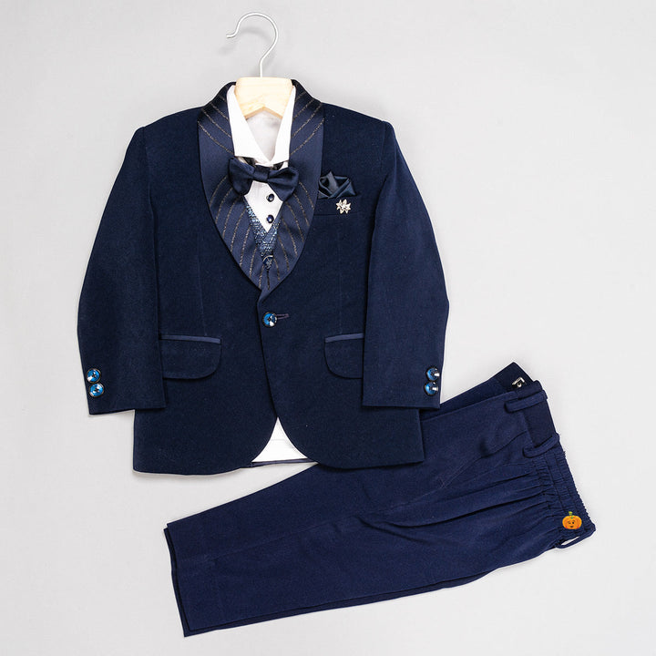 Navy Blue Boys Suit with Bow Tie 