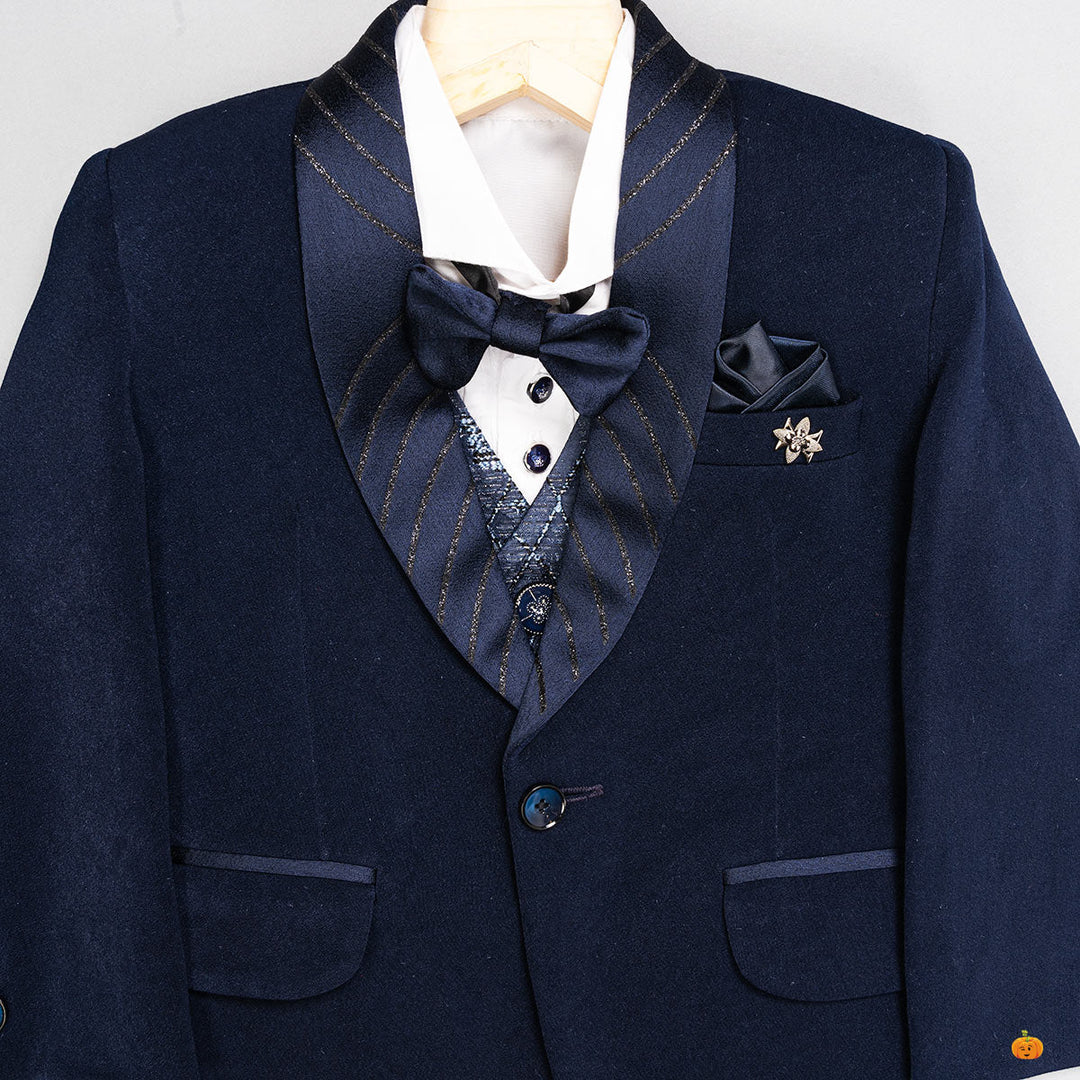 Navy Blue Boys Suit with Bow Tie 