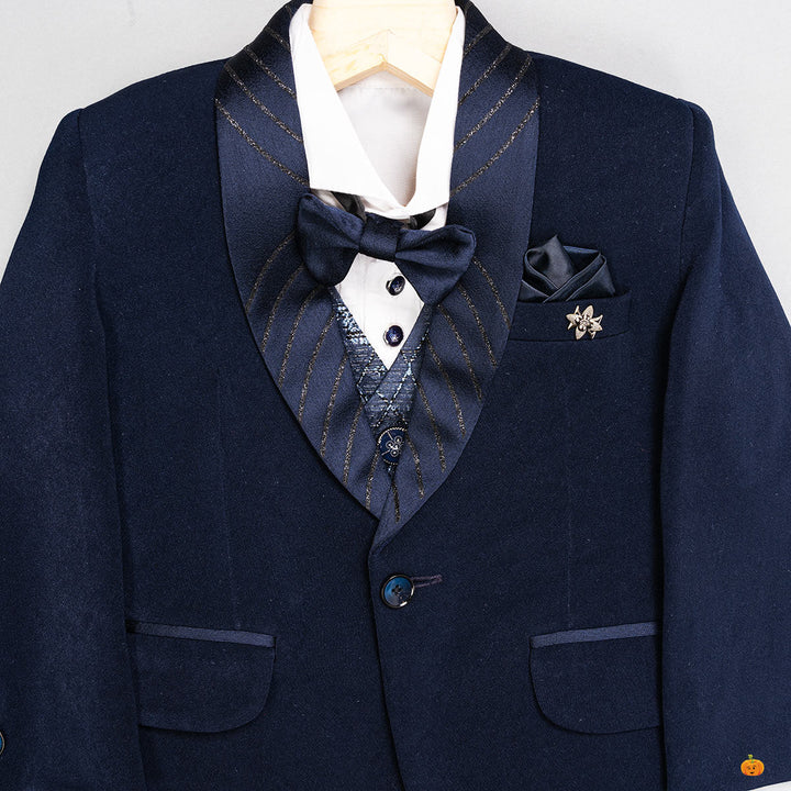 Navy Blue Boys Suit with Bow Tie 