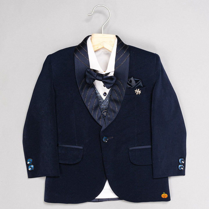 Navy Blue Boys Suit with Bow Tie 