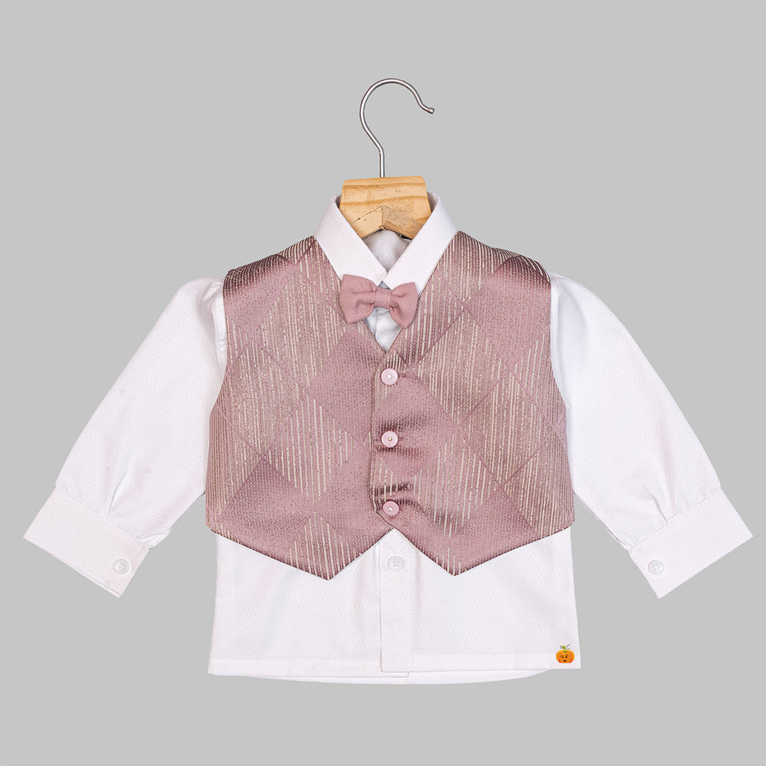 Peach Solid Boys Tuxedo Suit Waistcoat View