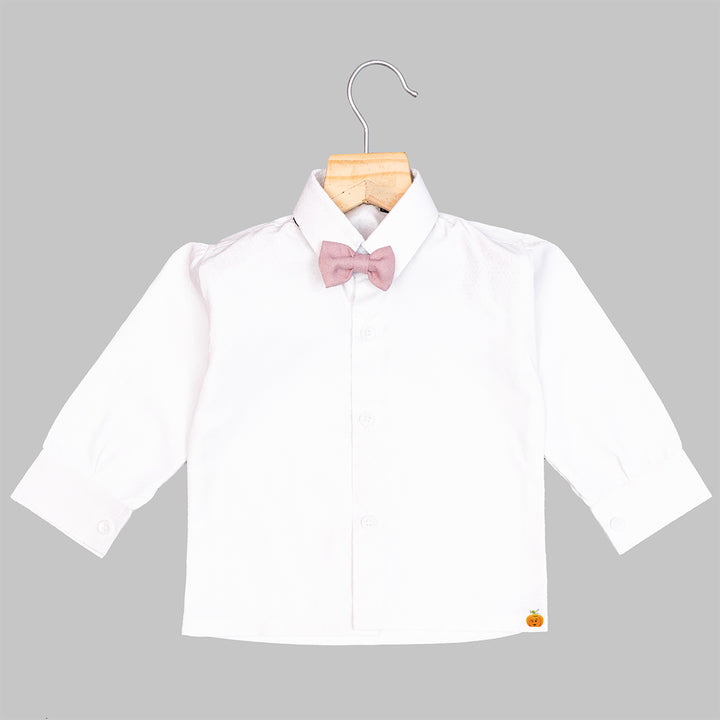 Peach Solid Boys Tuxedo Suit Shirt View