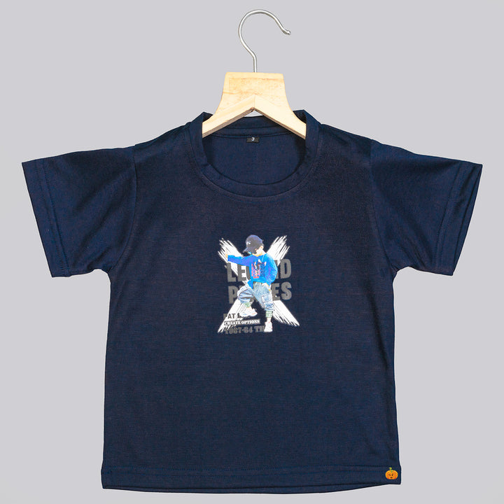 Linear Blue Boys Suit and T-shirt T-shirt View