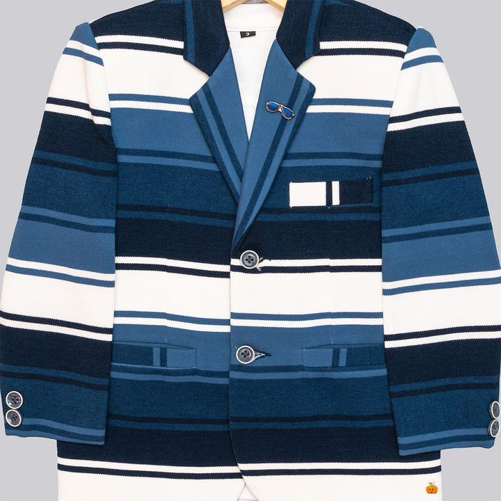 Blue Striped Suits for Boys Close Up View