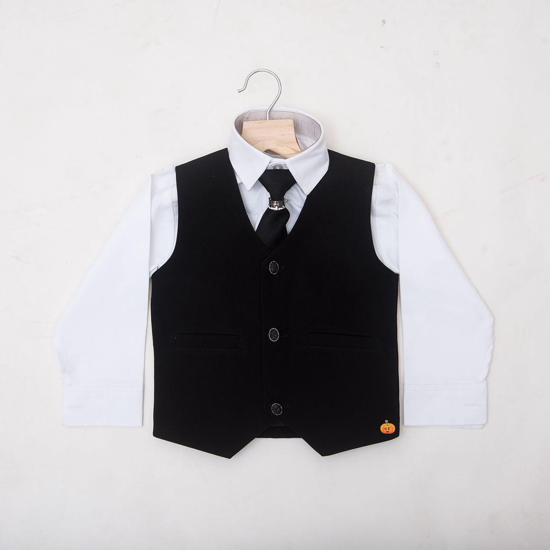 Solid Black Color Boys Suit Inner View 