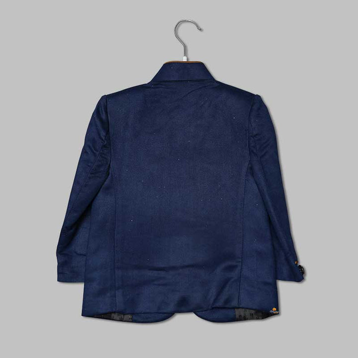 Blue Jodhpuri Suit for Boys with Contrast Pant Back View