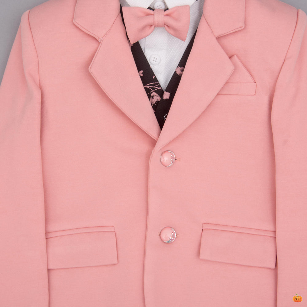 Peach Boys Suit with Bow Tie  Close Up View