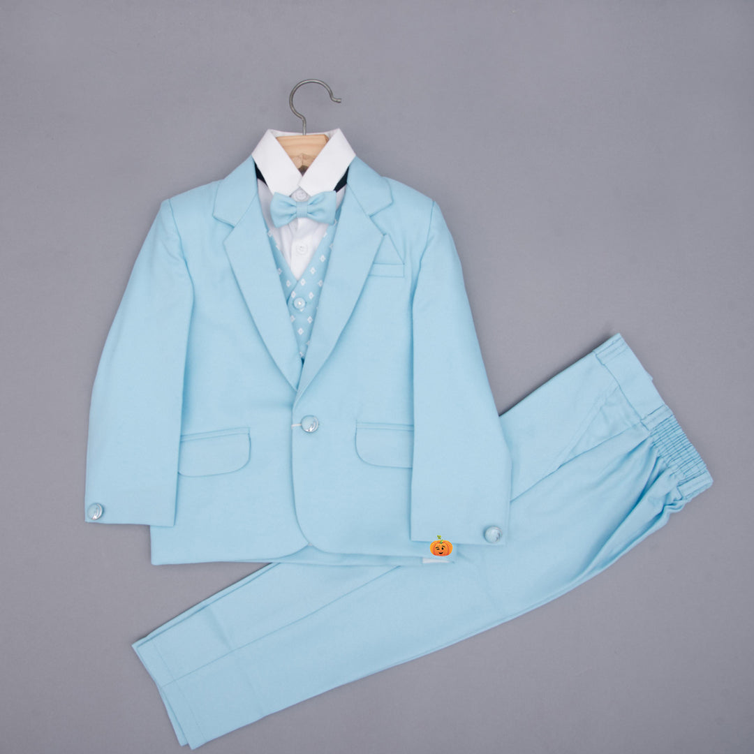 Sky Blue Solid Boys Suit