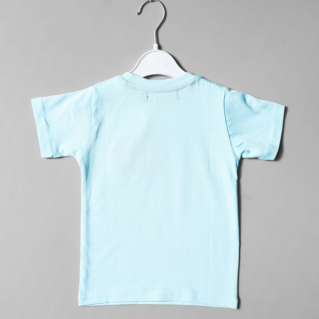 Blue Printed T-Shirt for Boys Back View
