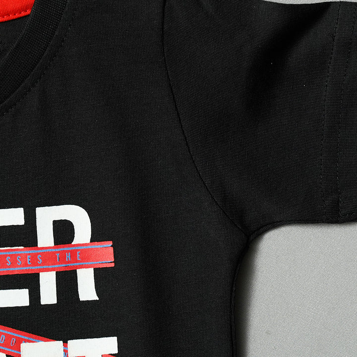 Typography Printed T-Shirt for Boys Close Up View