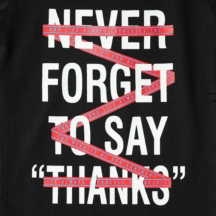 Typography Printed T-Shirt for Boys Close Up View