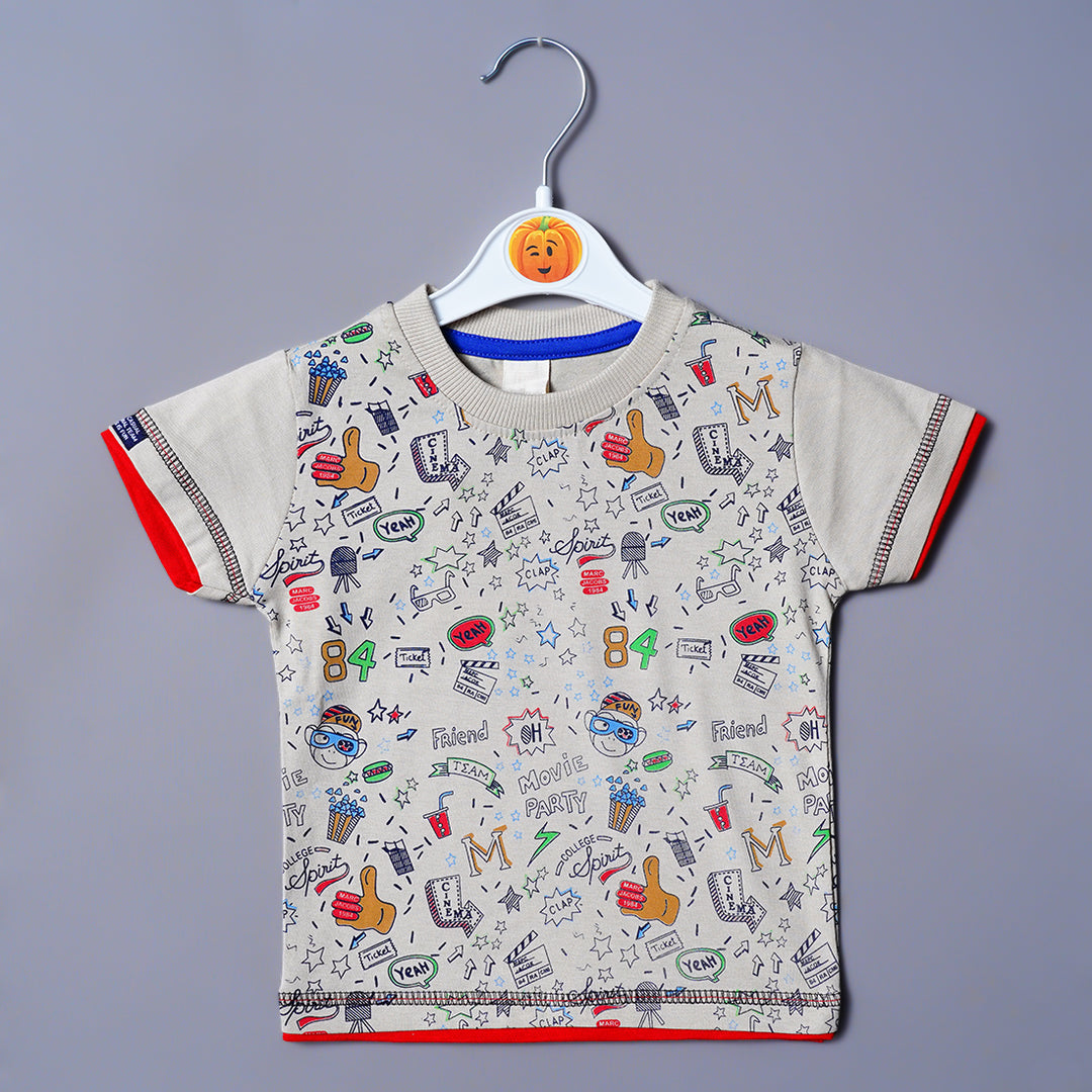 Cute Doodle Print t-Shirts for Baby Boy Front View
