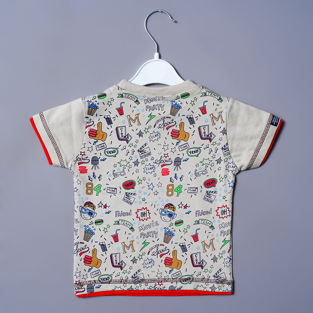 Cute Doodle Print t-Shirts for Baby Boy Back View