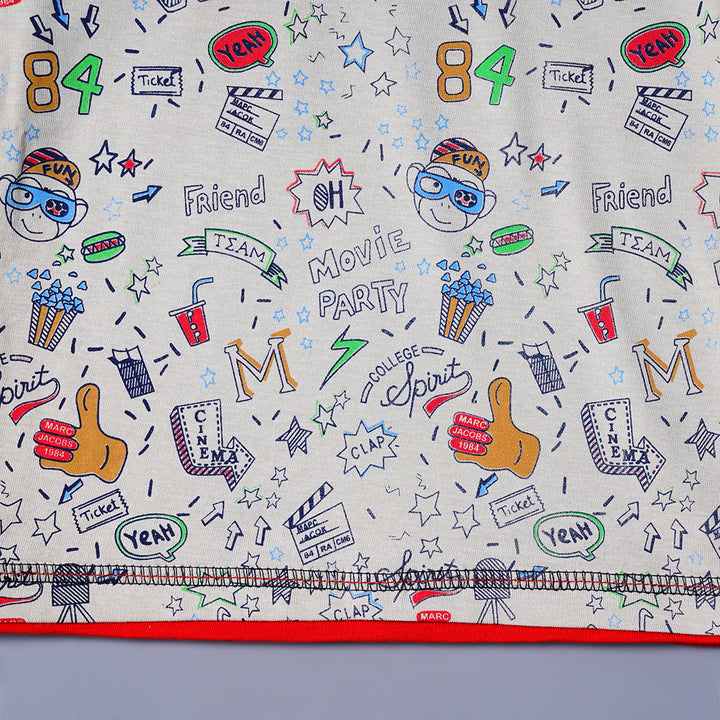 Cute Doodle Print t-Shirts for Baby Boy Close Up View